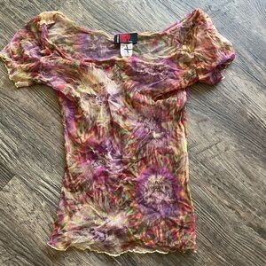 TRIPP NYC Hindu Colorful Sheer Women's Top Medium